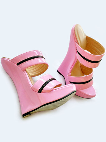 ピンクレッドセクシーなサンダルレディース　2026　プラットフォーム　オープントゥ　ウェッジサンダルシューズ