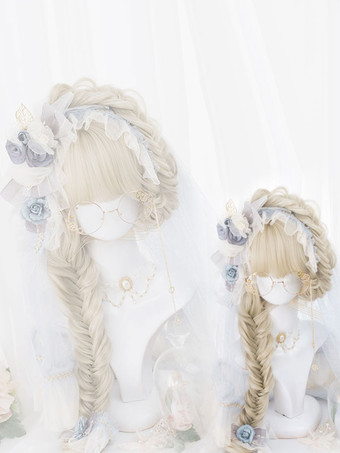 Sweet Lolita Wig Long Curly Lolita Hair Wigs With Blunt Bang