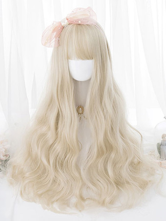 Sweet Lolita Wig Long Curly Lolita Hair Wigs With Blunt Bang
