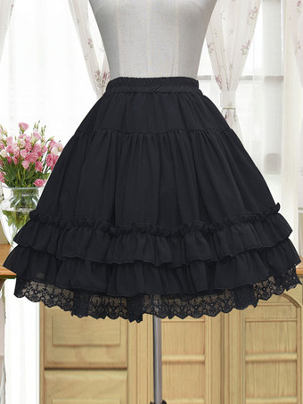 ブラック 甘いロリータペチコートレース女性ホワイトロリータアンダースカート