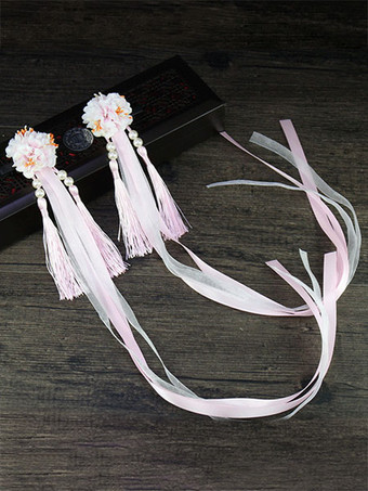 ロリータ髪飾り中国風フリンジ 花リボン ロリータヘアアクセサリー