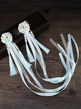 ロリータ髪飾り中国風フリンジ 花リボン ロリータヘアアクセサリー