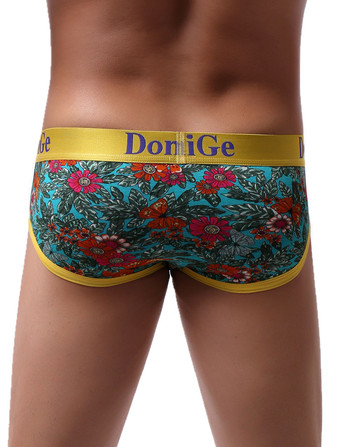 男性のためのセクシーなパンティープリントイエローレーヨンタンガメンズランジェリー