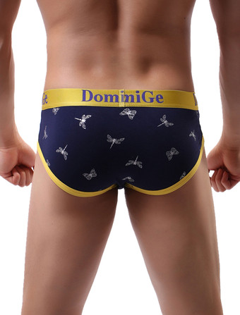 男性のためのセクシーなパンティープリントイエローレーヨンタンガメンズランジェリー