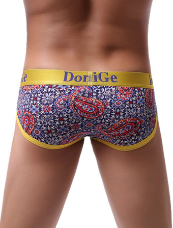 男性のためのセクシーなパンティープリントイエローレーヨンタンガメンズランジェリー