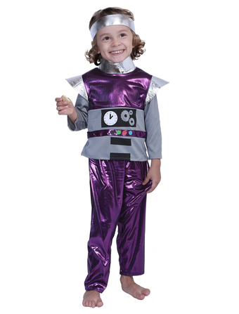 Carnival Fancy Costume Metallic Robot Kids Funny Cosplay Outfits Purple 2 Pieces Child Holidays Wears Carnival is $18.99 (20% off)