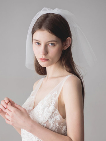 Tulle Wedding Veil Ivory One Tier Bridal Veils - Milanoo.com