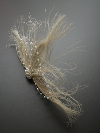 フラッパードレスアクセサリー1920年代のグレートギャツビーアクセサリーホワイトネットパールフェザーパールフラッパーヘッドピースハロウィン