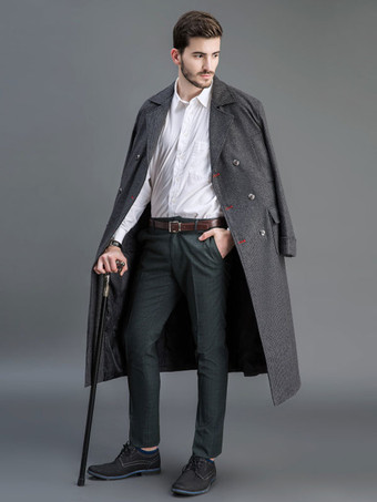 人のための灰色のビンテージコートの倍のブレストの貴族の家のレトロの衣裳ハロウィン