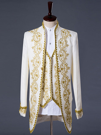 Men Vintage Costume Aristocrat Style Blazer Jacket With Waistcoat And Pant 3 Pieces Costumes Halloween