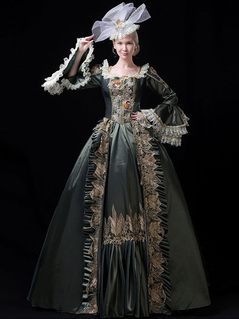 プリンセス 女性用 貴族ドレス 中世 ドレス セージグリーン ポリエステル マルディグラ ドレス バロック風 中世 ドレス・貴族ドレス ヨーロッパ 宮廷風 レトロ