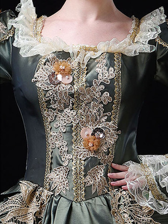 プリンセス 女性用 貴族ドレス 中世 ドレス セージグリーン ポリエステル マルディグラ ドレス バロック風 中世 ドレス・貴族ドレス ヨーロッパ 宮廷風 レトロ