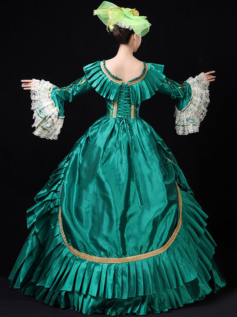 プリンセス 女性用 貴族ドレス 中世 ドレス ティールグリーン ポリエステル マルディグラ ドレス ロイヤル 中世 ドレス・貴族ドレス ヨーロッパ 宮廷風 レトロ バーガンディ