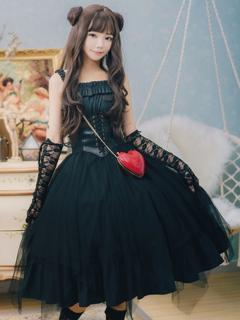 Gothic Lolita JSK Dress Steampunk senza maniche Ruffles Lolita Jumper Gonne