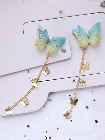 Green Chinese Style Lolita Headwear Chains Butterfly Han Lolita Hai Accessories