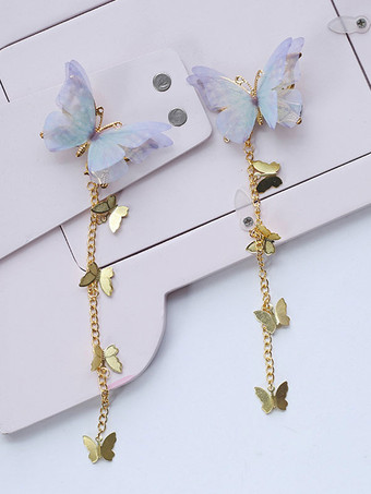 Light Sky BlueChinese Style Lolita Headwear Chains Butterfly Han Lolita Hai Accessories