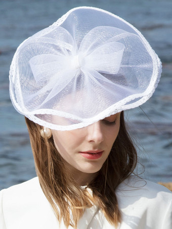 blanc Chapeau de Fascinator Femmes Arcs Voile Rétro Accessoire Costume Déguisements Halloween