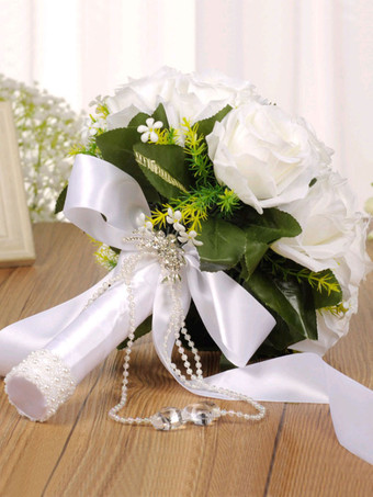 結婚式の花ゴージャスな有線形状のポリコットンブレンドブライダルブーケ