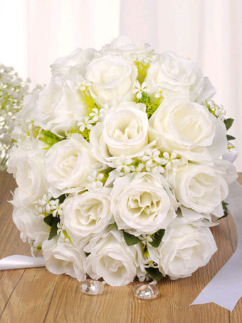 結婚式の花ゴージャスな有線形状のポリコットンブレンドブライダルブーケ