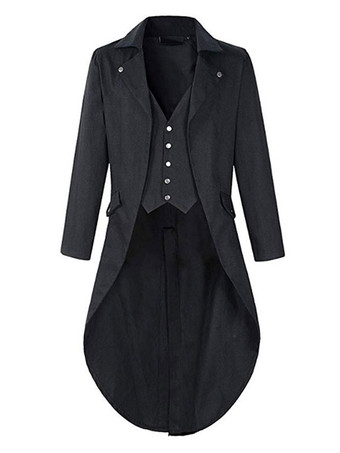 ブラック メンズヴィンテージコートヴィンテージボタンハイロータキシードレトロコスチューム バーガンディ