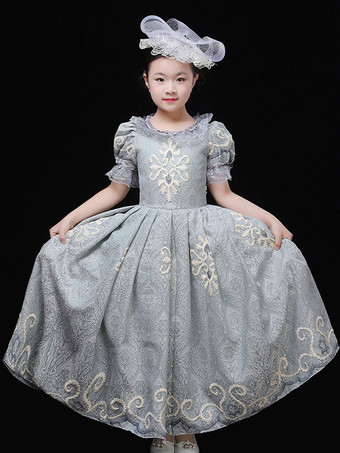 Carnival Costumes For Kids Embroidery Ruffle Pewter Princess Dress Child Cosplay Wears is $124.99 (20% off)
