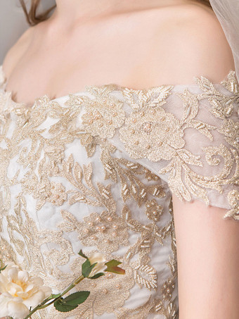 プリンセスウェディングドレス ボートネック ブライダルドレス アイボリー レースアップ 結婚式 花嫁ドレスウェディング ナチュラルウェストライン パール ウェディングドレス