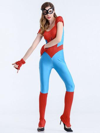 Costume Holloween Costumi da Donna Supereroi 2024 Spiderman Lycra Spandex  Ragnatela Set di Tute Halloween 