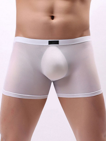 ホワイト 男性のセクシーなパンティーボクサーチュールメンズランジェリー