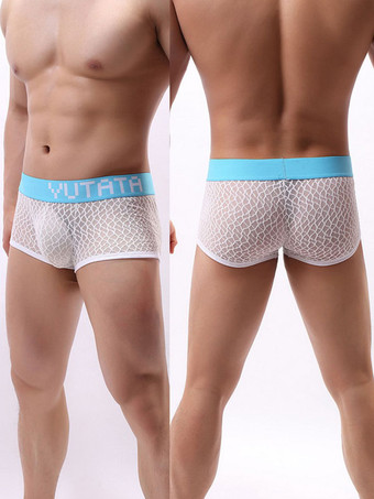 メンズセクシーパンティーボクサーポリエステルブラックセミシアーメンズランジェリー