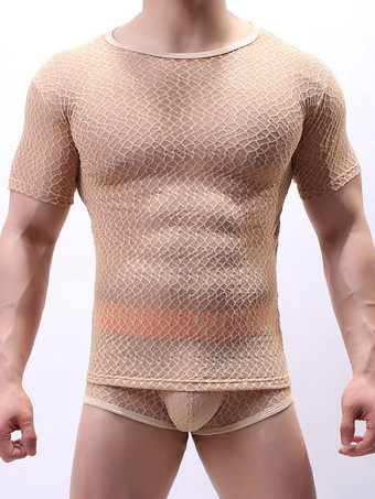 肌色男性セクシーなティーロイヤルブルー薄手のメンズランジェリー