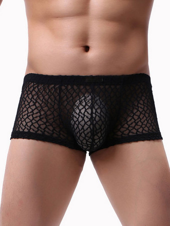 ブラック 男性オレンジポリエステルボクサーセミシアーメンズランジェリーのセクシーなパンティー