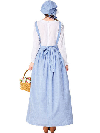 ハロウィンコスチューム女性用メイドパストラルスタイルドレスエプロン帽子綿祝日コスチューム