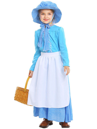 Carnival Costumes For Kids Light Sky Blue Maid Dress With Hat Apron 3 Pieces Cosplay Wears For Girls is $32.99 (20% off)