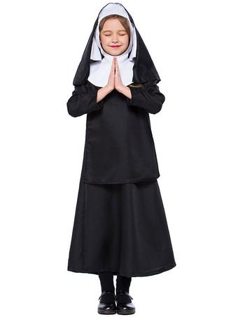 Costumi di Halloween per le donne bambini suora abiti Cosplay nero