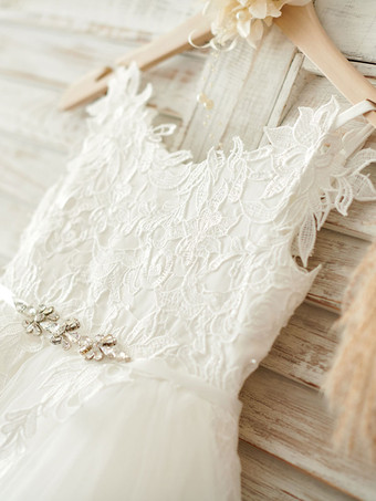 Robes cortège enfant en tulle à bretelles robe fille de fleur