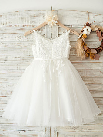 Robes cortège enfant en tulle à bretelles robe fille de fleur