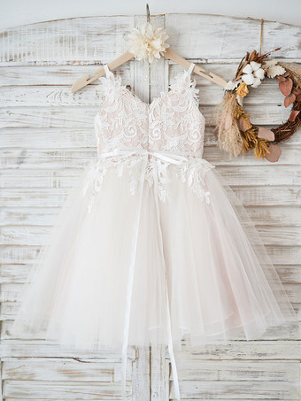 Robes cortège enfant en tulle à bretelles robe fille de fleur
