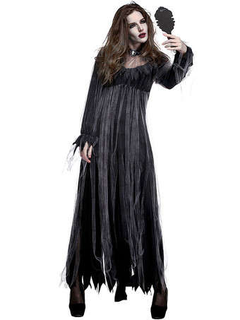 ハロウィン ハロウィーンコスチューム女性用ゾンビブラックドレスチョーカーチュールハロウィーンホリデーコスチューム