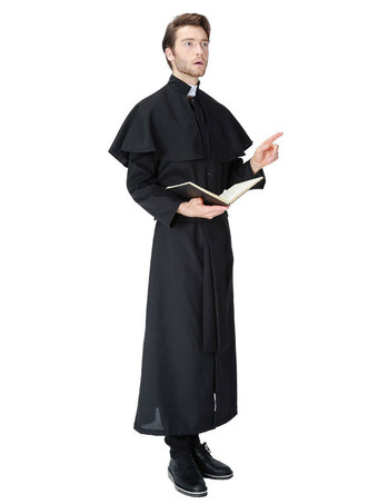 Costumes d'déguisements Halloween Ceinture noire en Polyester Déguisements Halloween Costume Prêtre Homme Ceinture