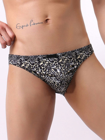 Male Sexy Tanga Panties Leopard Print Nylon Men Lingerie