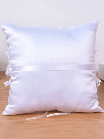 リングベアラー枕サテン生地ホワイトレースリハーサルディナーウェディング枕