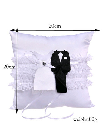 リングベアラー枕サテン生地ホワイトレースリハーサルディナーウェディング枕