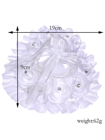 リングベアラー枕サテンフリルホワイトレースウェディングウェディング枕