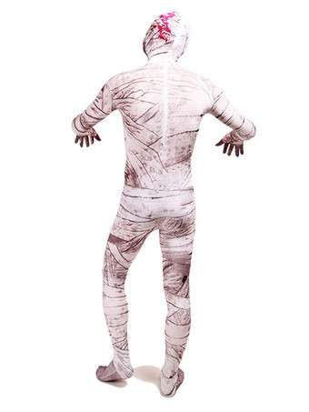 モンスター全身タイツ ハロウィン ホワイトミイラ全身タイツスーツフルボディライクラスパンデックスボディスーツ