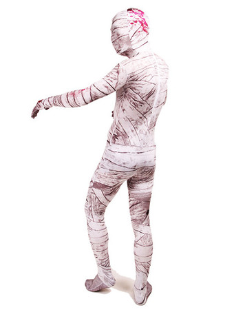 モンスター全身タイツ ハロウィン ホワイトミイラ全身タイツスーツフルボディライクラスパンデックスボディスーツ