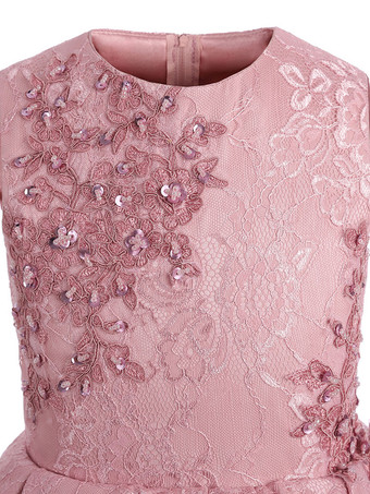 結婚式 子供ドレス フラワーガール 子供用フォーマルドレス ピンク ウェディングパーティードレス ノースリーブ レース Aライン キッズ フォーマル ラウンドネック 発表会 ひざ丈 ファスナー ビーズ ウェディング