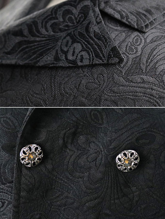 ブラックヴィンテージジレスプリットフロントボタンダブルブレステッドジャカードレトロコスチューム