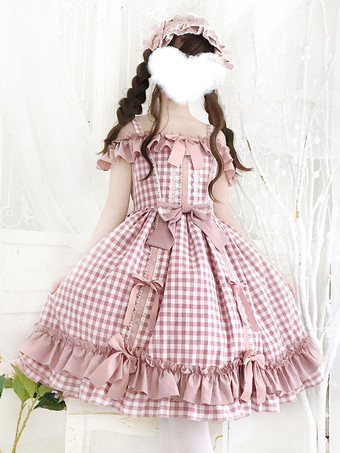 Sweet Lolita JSK Dress Lolita Borgogna maniche lunghe archi Gonne maglione Lolita