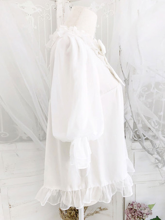 スウィートロリータブラウスロリータホワイトロリータトップハーフスリーブ弓プリントロリータシャツ