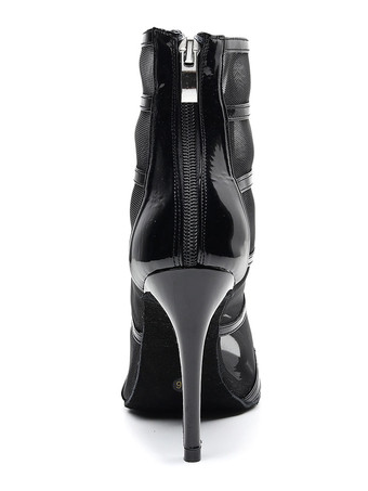 女性用 社交ダンスラテンシューズ ピープトゥ ピンヒール ブラック ジッパー ラグジュアリー サルサダンスシューズ